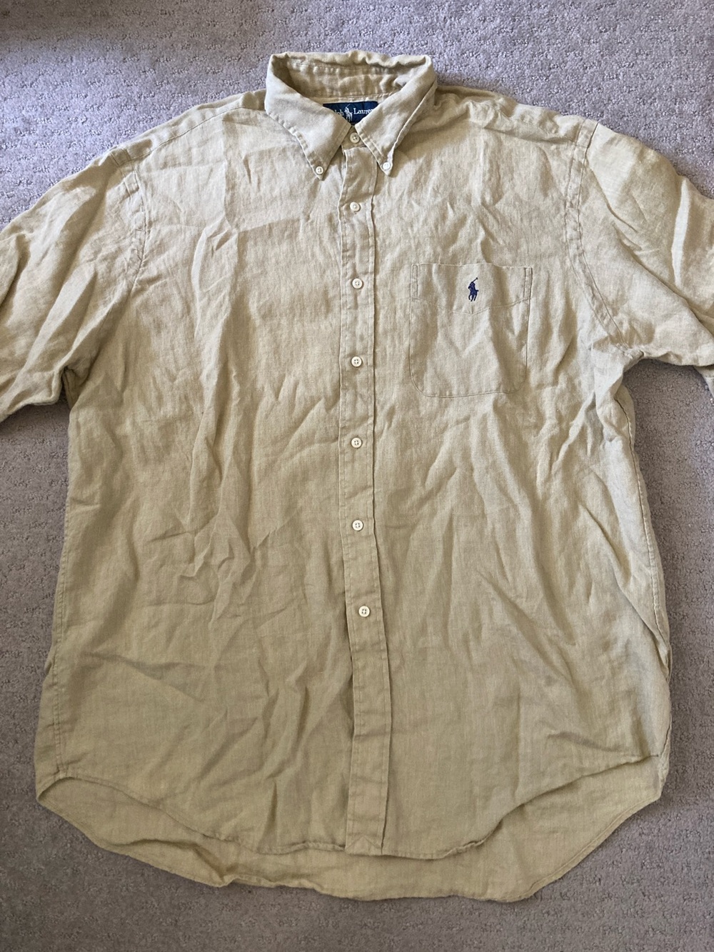 Ralph Lauren khaki linen Blaire shirt, Sz XL.
